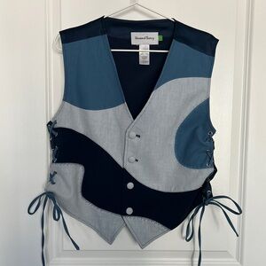 House of Sunny Navy and Sky Blue Vest
